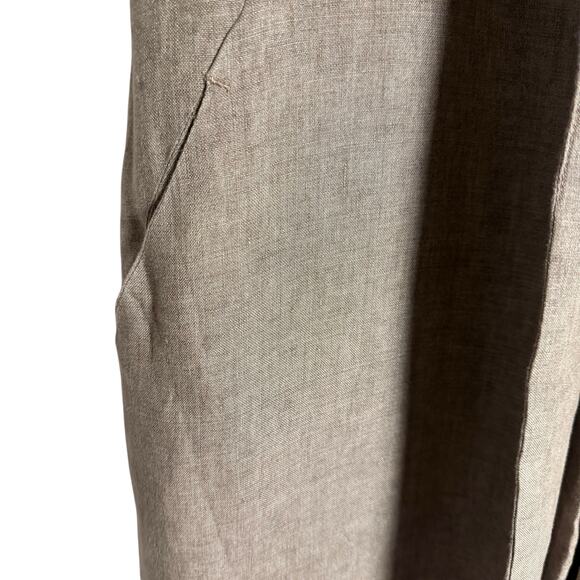 Eleventy Brown Linen Sleeveless Open Front Long Duster Trench Vest Size 10 - Picture 4 of 11